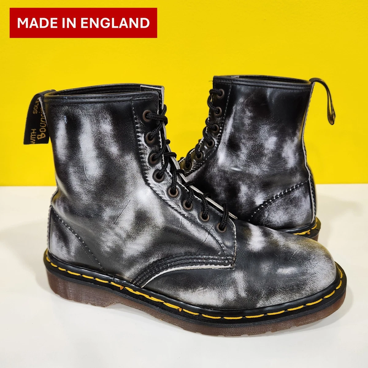 Vintage Dr. Martens Boots Ankle 4 Eye Grey Leather Lace Up England Mens 6.5 Vintage Dr Martens Size 6.5 - Etsy main image 2