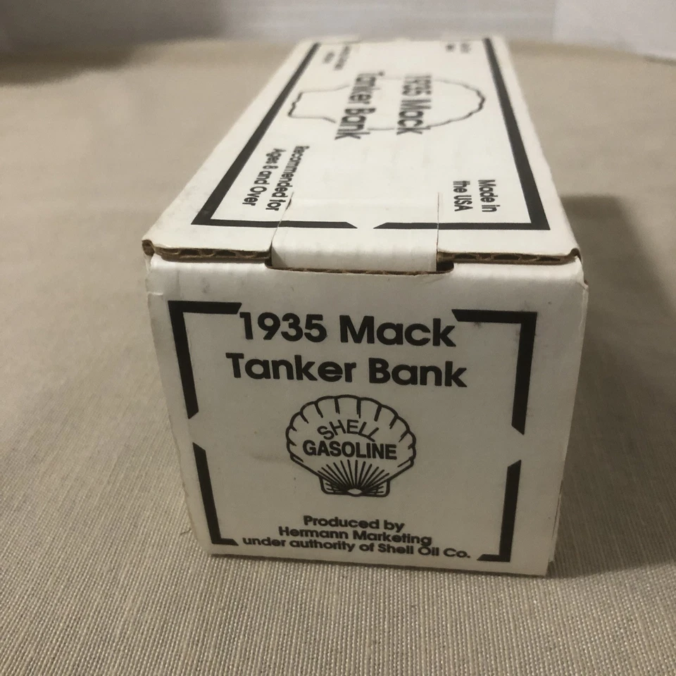 Banco cisterna Shell 1935 Mack banco de monedas de bloqueo con llave, metal fundido a presión EE. UU. Foto 3 de 4