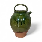 Antique Provençal French Green Glazed Terracotta Jug / Water Cruche MCM