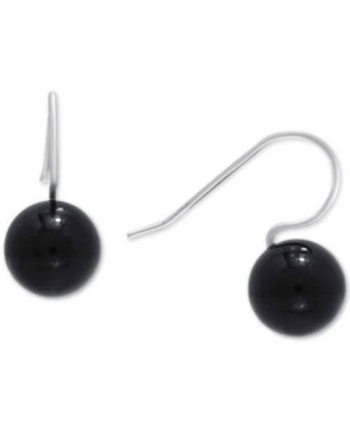Giani Bernini Sterling Silver Black Onyx Bead Drop Earrings NWT Gift Box