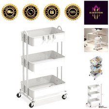Metal Utility Rolling Cart with 3 Spacious Baskets   Perfect for Home or Office