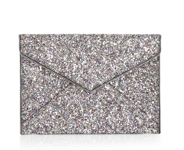 silver sparkly clutch