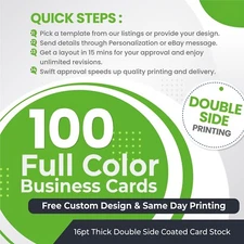 100 CUSTOM Business Card PRINTING 🚀 FREE DESIGN 🚀 Double Side THICK 16pt CARDS