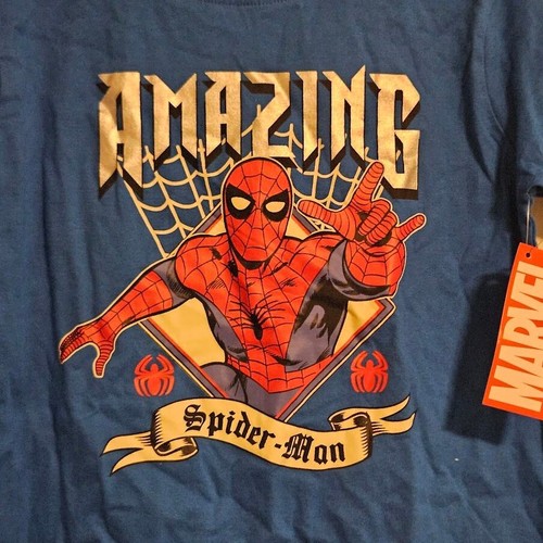 Kids Size 5/6 Marvel Amazing Spiderman Blue and black short sleeve tshirt - Picture 3 of 4