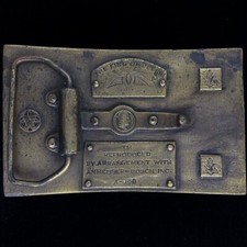 Budweiser Bud Beer Anheuser-Busch Cowgirl Cowboy 70s Vintage Belt Buckle K582