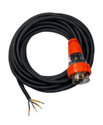10 Amp 2m appliance Mains Lead, 3 Phase, 4 pin, 415V, 2mt, Plug and H07 Cable