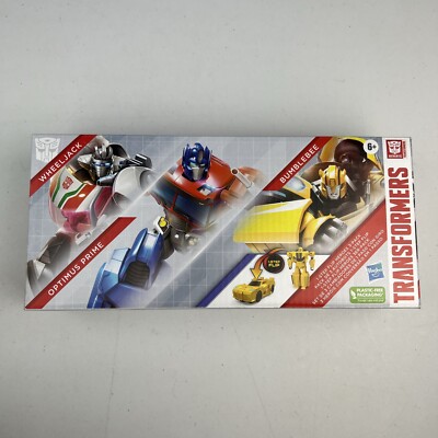 Transformers 1-Step Flip Heroes 3-Pack Wheeljack Bumblebee and Optimus Figures