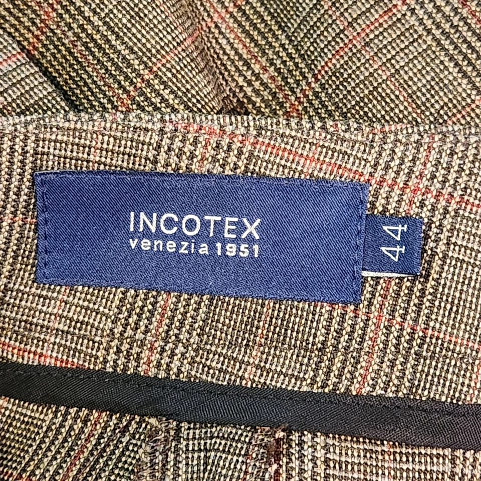 Pantalones para mujer Incotex Venezia 1951 talla 44 alta comodidad marrón a cuadros lana virgen Foto 4 de 4