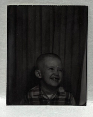 U6 Photograph Vintage Photo Booth Boy Dark Exposure