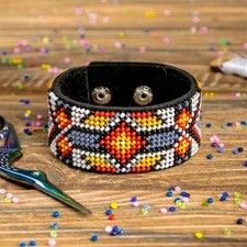DIY Bead embroidery kit on artificial leather Bracelet
