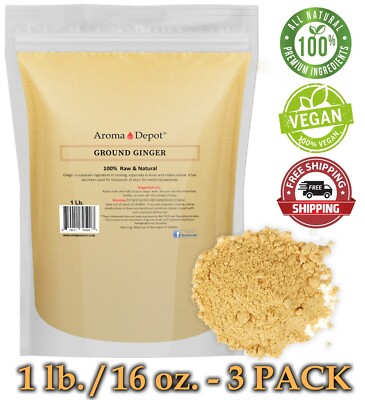 3 lb Ground Ginger Root Powder Natural Premium Raw Jengibre (x3 Individual -1lb)
