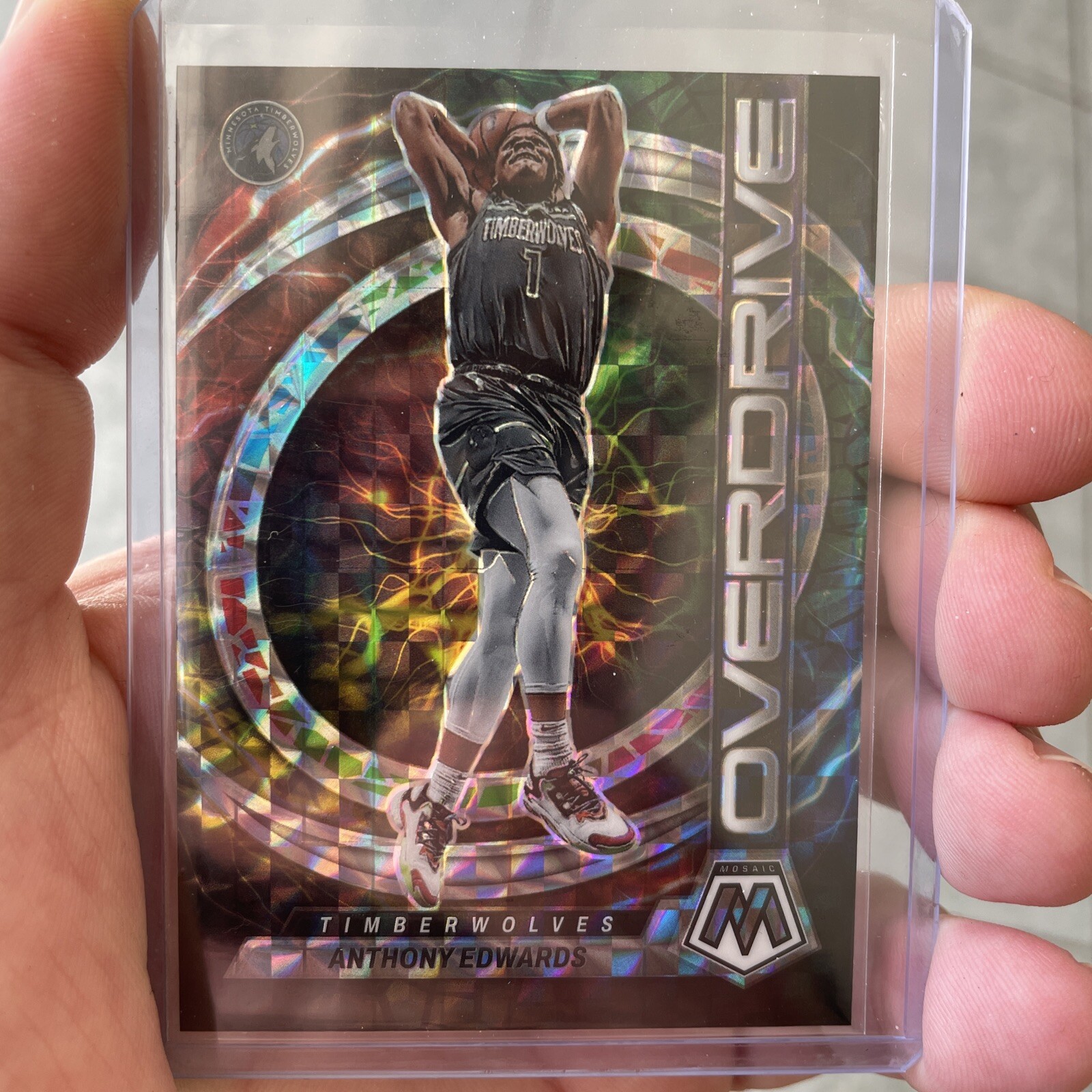 2022-23 Panini Mosaic Anthony Edwards Overdrive Prizm #18 Timberwolves