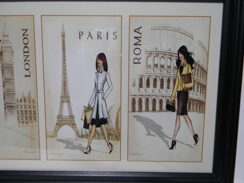 Hermosa impresión enmarcada firmada Andrea Laliberte Nueva York, París, Londres, Roma - Imagen 3 de 10