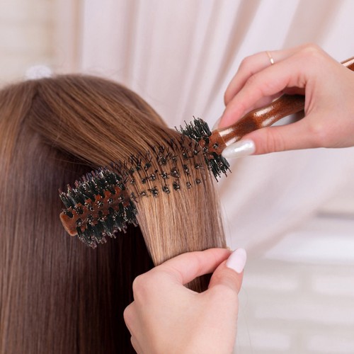 Boar Bristles Hair Brush Wood Handle Round Comb Drying Hair Styling Brush O8U5 - Picture 6 of 10