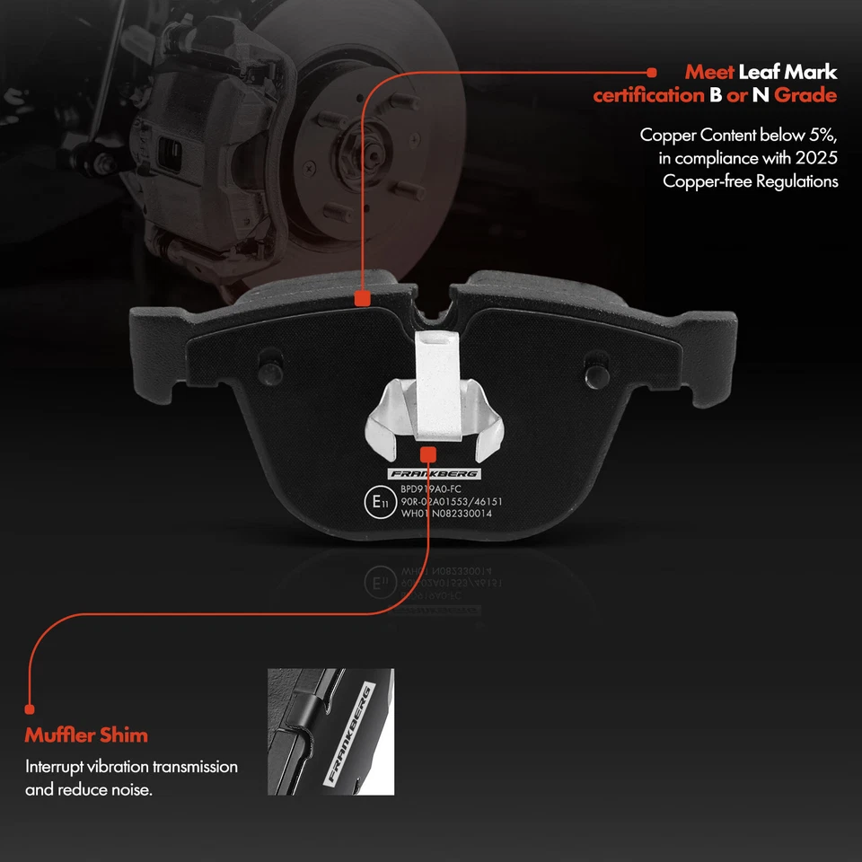 Brake Pads Set Rear for BMW 3 5 6 7 Series X5 X6 E90 E92 E60 E61 E63 34212413050 - Image 3 of 4