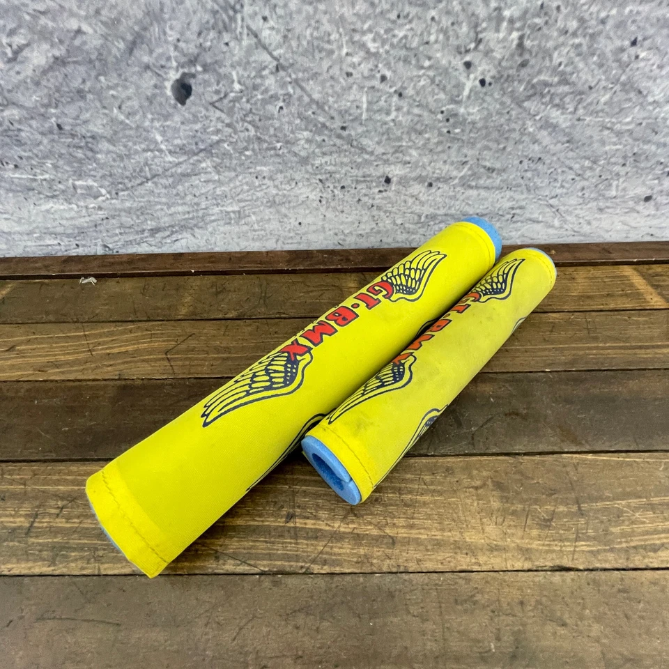 Juego de almohadillas de cuadro GT BMX Old School BMX manillar ala amarilla azul par de espuma Foto 4 de 4