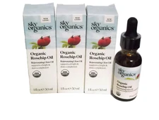 3 X  Sky Organics  Rosehip Oil - Rejuvenating Glow Oil 1 fl oz Ea