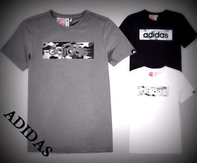 Adidas Junior Boys Short Sleeve Camo Linea t Shirt Top Size Age 7-14