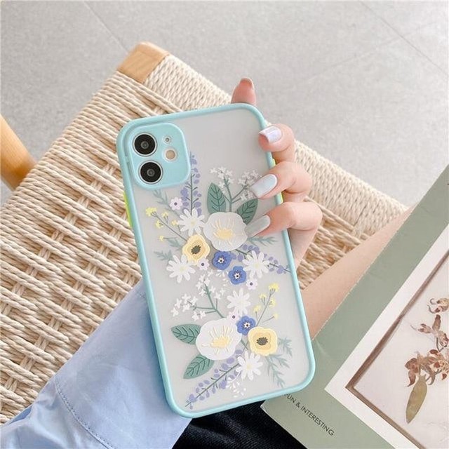 iPhone XR Case With Cute Blue Flowers Full Coverage eBay
