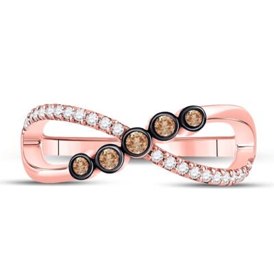 0.28ctw Brown Diamond Infinity Womens Band X Ring 10k Rose Gold