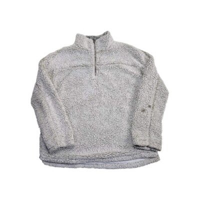Thread & Supply Top Women'sLarge Sherpa 1/4 Zip Pullover Pink Gray Long Sleeve 