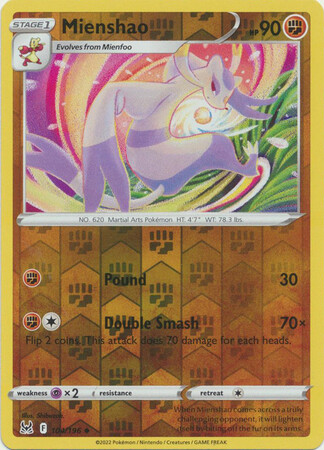 MIENSHAO 104/196 LOST ORIGIN POKEMON (REVERSE HOLO, NM)