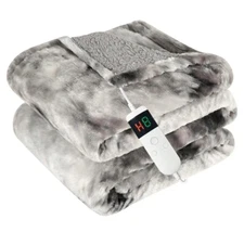 Electric Heated Blanket Throw Super Soft Flannel Heating Blanket 50"X60" Grey