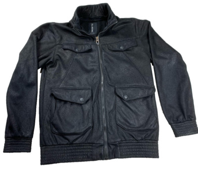 Billabong Mens Jacket Black Flap Pockets Long Sleeve Mock Neck Full Zipper L