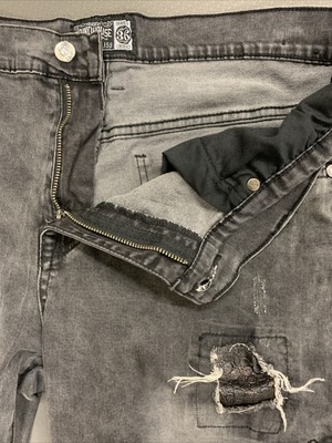Mens GRINDHOUSE Denim Distressed JEANS 