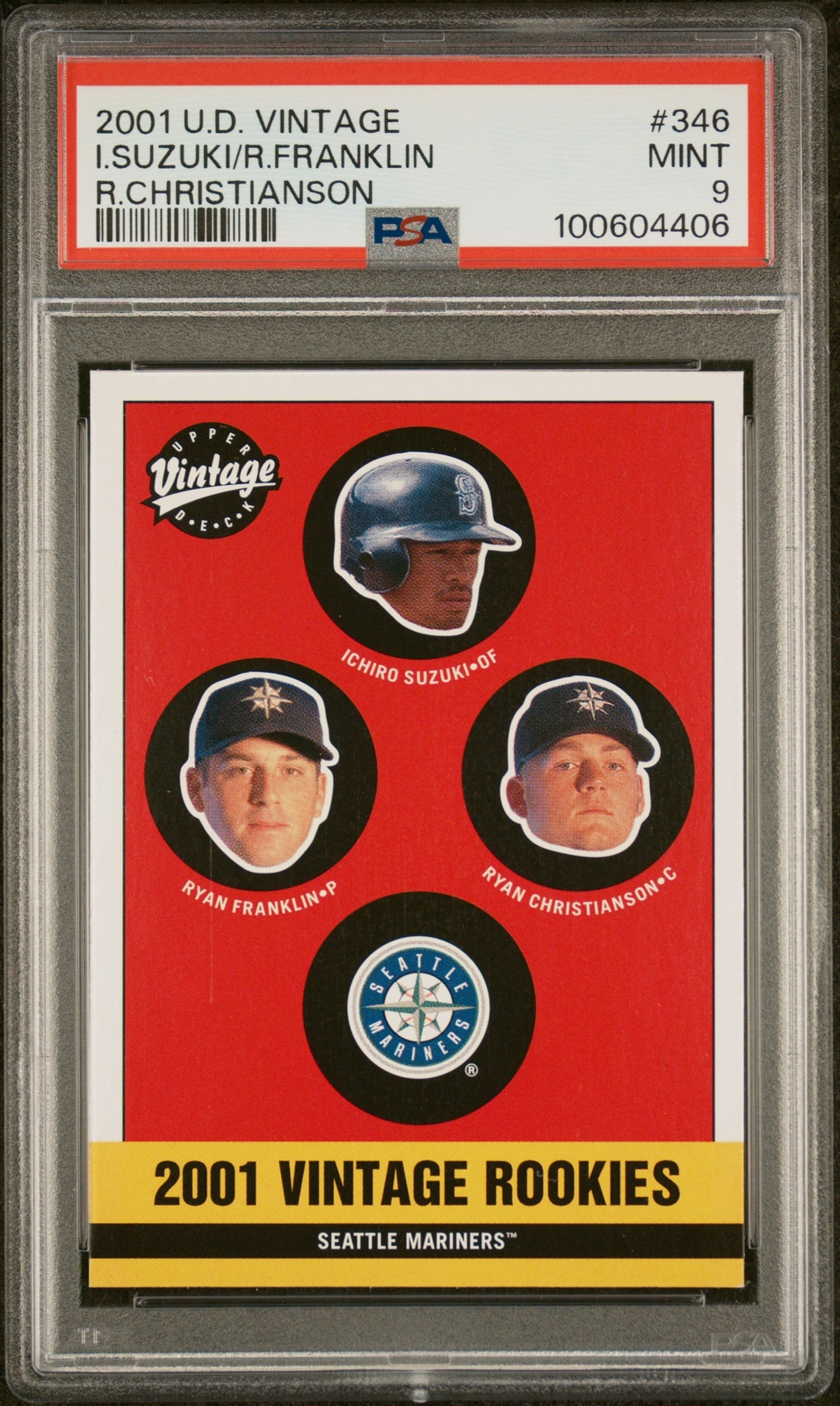 2001 UD VINTAGE R.CHRISTIANSON #346 I.SUZUKI/R.FRANKLIN ROOKIE RC PSA 9