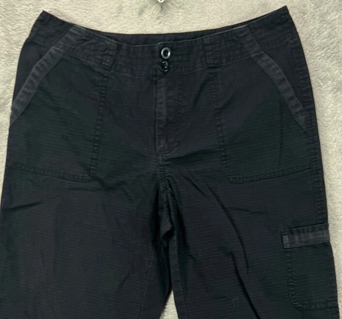 Pantalones LIZWEar para mujer 8 pantalones negros recortados cargo Ripstop tiro medio 34W 20L Foto 2 de 4