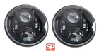 PAIR LED Headlights BLACK CRYSTAL 7" lights Headlamps for Land Rover Defender