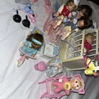 Vintage Barbie Heart family Rock N Play Crib Nursery Furniture Set & Dolls Works