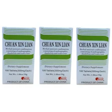 3 Bottles Chuan Xin Lian, Dandelion & Isatis Root Formula, 300mg (100 Tablets)