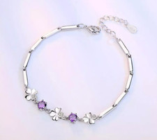Bracciale fiori quadrifoglio braccialetto donna braccialetto donna argento st...
