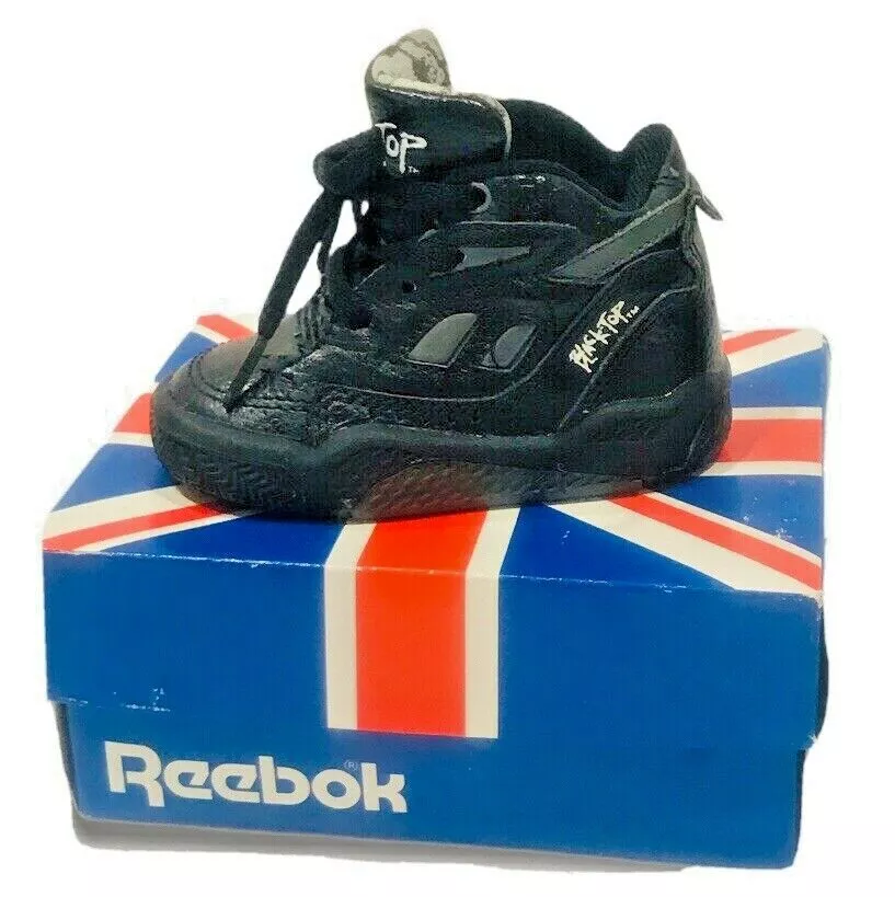 VTG Baby Reebok Biker Rocker Basketball Black Leather Tennis Shoes Blacktop Sz3