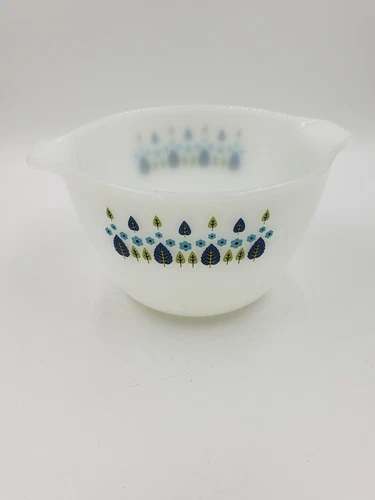 Fire King Stetson Milk Glass Alpine Swiss Chalet Blue Green Bowl Number 8