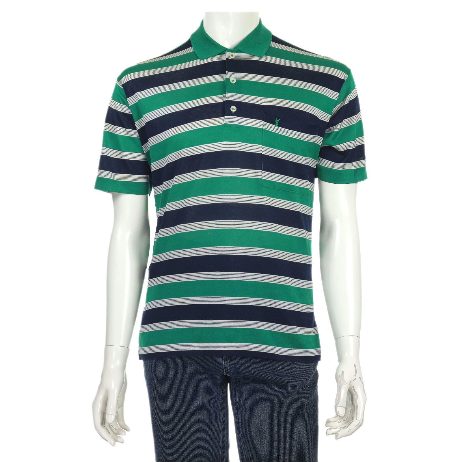 Polo vintage LKNW YSL YVES SAINT LAURENT ITALIA tg. M manica corta a righe