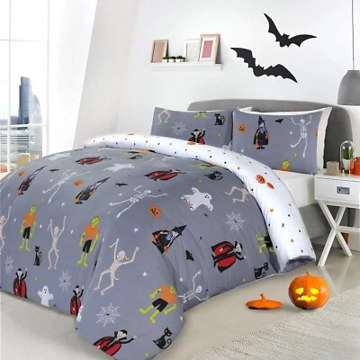 CHARLOTTE ANDERSEN Halloween Mix Duvet Cover Reversible Bedding Set Characters Single Double King