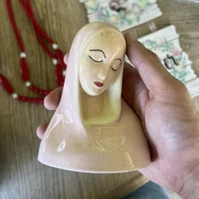 Goldscheider Madonna Figurine Virgin Mary Original Pink & White Porcelain  4.75"