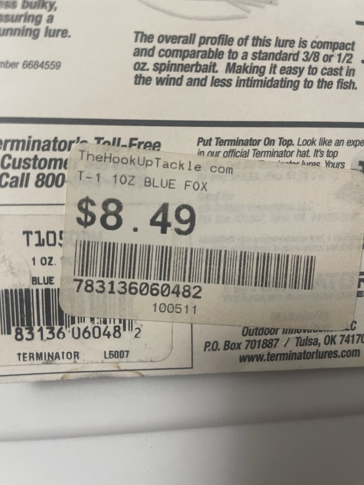 Original Terminator T-1 Titanium Double Willow Spinnerbait 1 Ounce Blue Fox. - Image 7