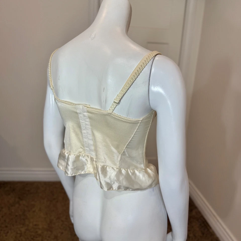 RARO EE. UU. Vintage 80’s VICTORIA’S SECRET BUSTIER TOP Novia Romántico Sujetador Corsé Foto 4 de 4