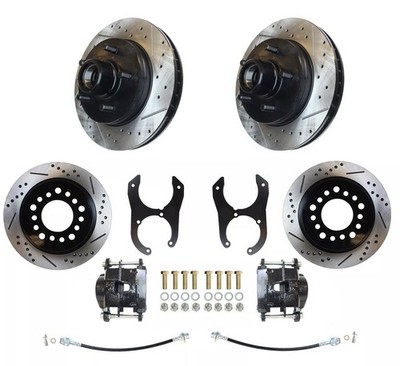 92-94 Chevy C1500 Front & Rear Disc Brake Conversion BLK PC Calipers NON E Brake