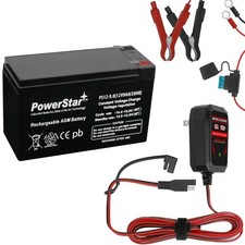 PowerStar-- Peg Perego 12 Volt 12V 9AH SLA SLA Battery  12V 1A Charger COMBO