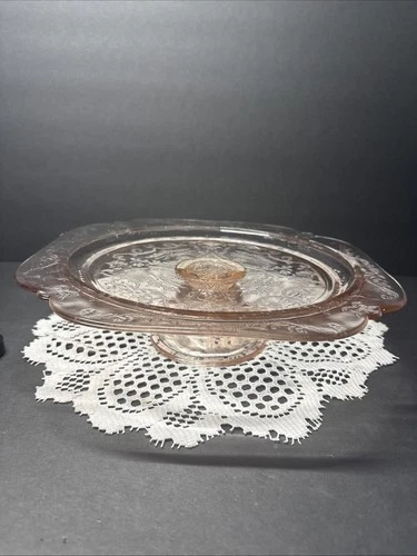 Vintage Indiana Glass Pink Madrid Depression Glass Pedestal Cake Stand/Pie Plate