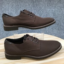 Guess Dress Shoes Mens 9 Tucker 3 Oxford Brown Canvas Lace Up Almond Toe NEW