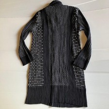 ISSEY MIYAKE Pleated Dot Long Coat Black White Mens Size US Small From Japan