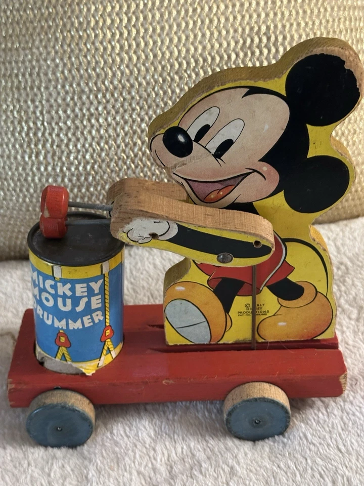 Juguete de colección Fisher-Price Mickey Mouse baterista #476 (década de 1950) Walt Disney raro Foto 3 de 3