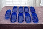 Vintage Anchor Hocking Cobalt Blue Banana Split Boat Condiment Relish Side Dish