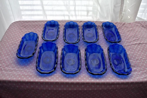 Vintage Anchor Hocking Cobalt Blue Banana Split Boat Condiment Relish Side Dish